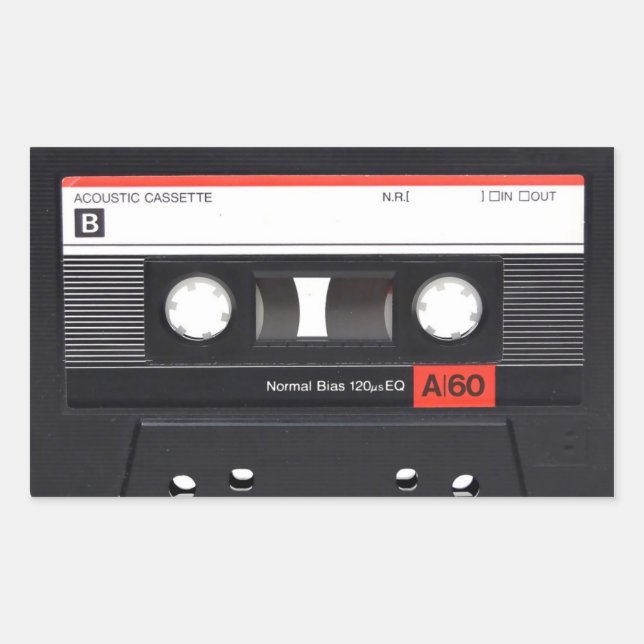 Cassette Tape Red Rectangular Stickers (Front)