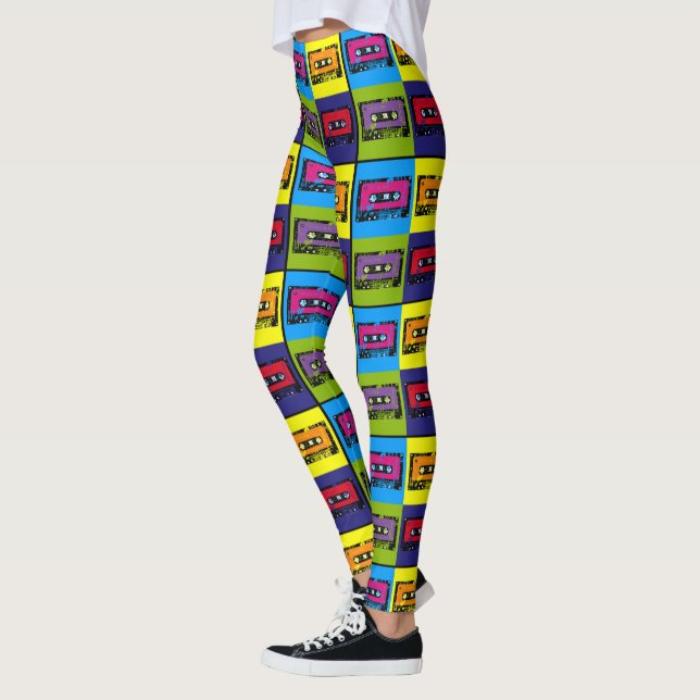 Cassette Tape Retro 90's Pop Art Leggings (Left)
