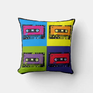 Cassette Tape Retro 90's Pop Art Throw Pillow