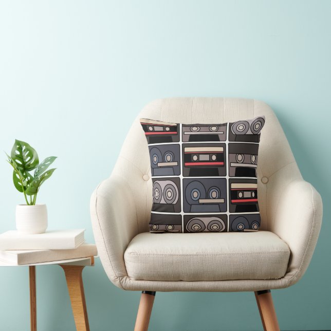 Cassette Tape Retro Music Lover Throw Pillow (Chair)