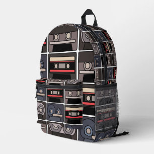 Cassette Tape Retro Music Printed Backpack