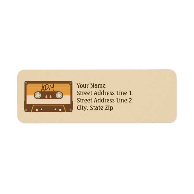 Cassette Tape Retro Style Monogram Return Address (Front)