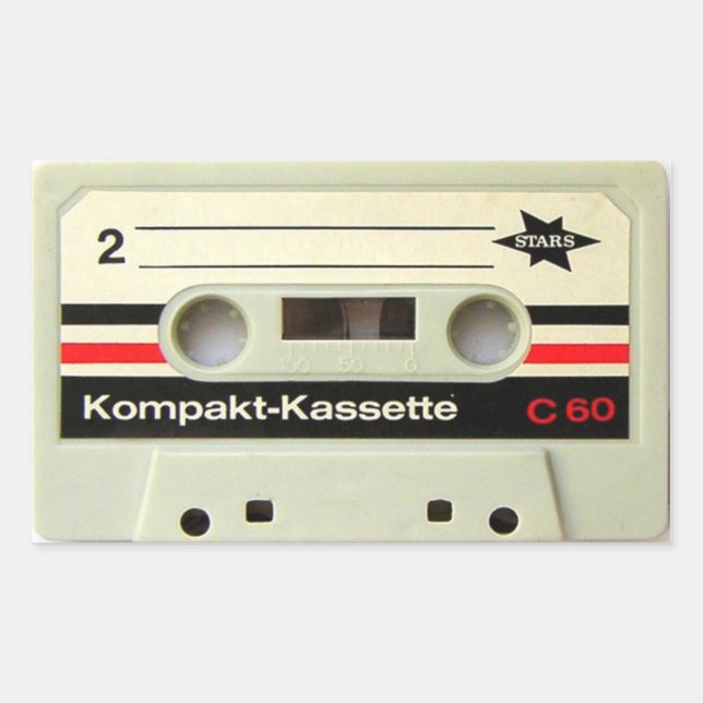 Cassette Tape White Rectangular Stickers (Front)