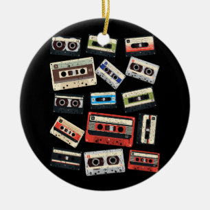 Cassette Tapes Mixtapes 1980s Radio Music Graphic Ceramic Ornament