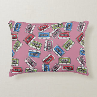 Cassette Tapes Pattern Accent Pillow