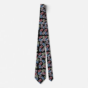 Cassette Tapes Pattern Tie