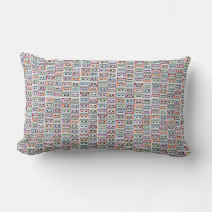 Cassette Tapes Retro Pastel Pattern Lumbar Pillow