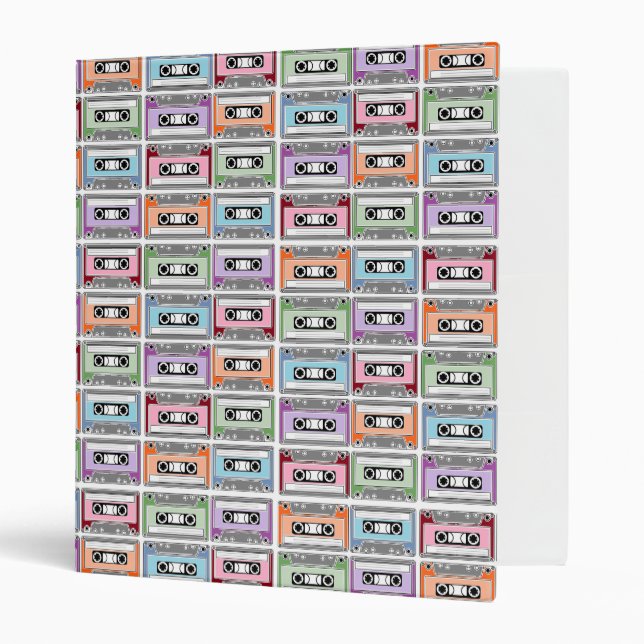 Cassette Tapes Retro Pattern Binder (Front/Inside)