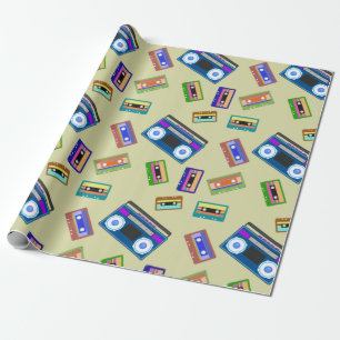 Cassette Tapes Vintage Lover Retro Old Records Wrapping Paper