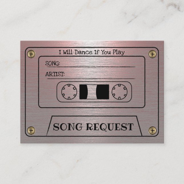 Cassette Wedding Song Request Pink Metallic Insert (Front)