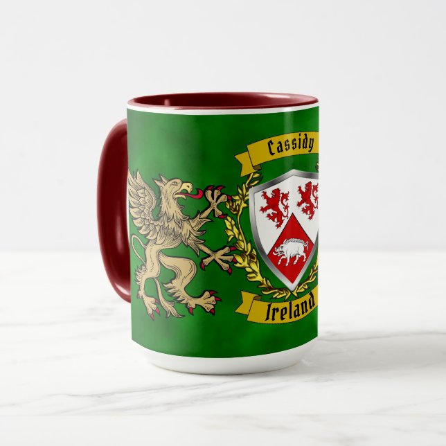 Cassidy Irish Shield & Griffins Personalized  Mug (Front Left)