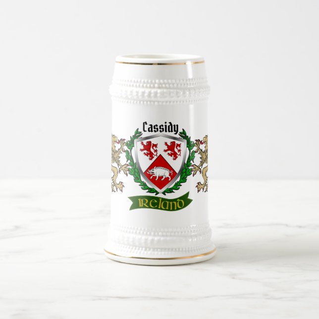 Cassidy/O'Cassidy Irish Shield Personalized Beer Stein (Center)