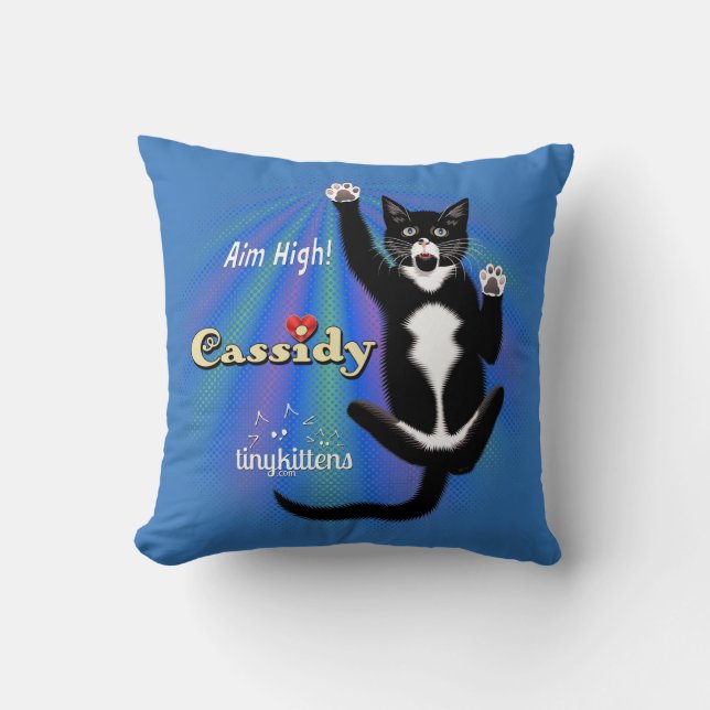 Cassidy TinyKittens Throw Pillow (Front)