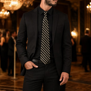 CASSIEL – Black & Champagne Elegant Evening Tie