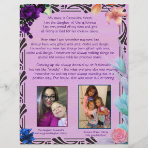 Cassie's dedication personalized paper