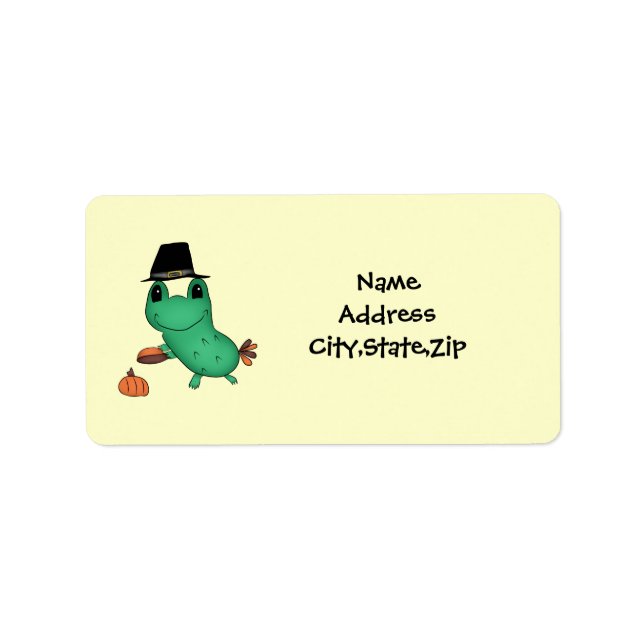 Cassie's Thanksgiving pilgrim frog Label (Front)
