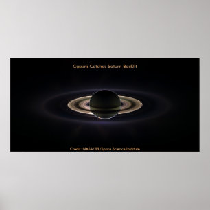 Cassini Catches Saturn Backlit Poster