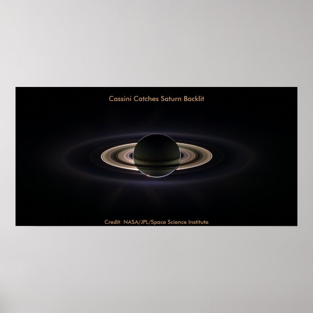Cassini Catches Saturn Backlit Poster (Front)
