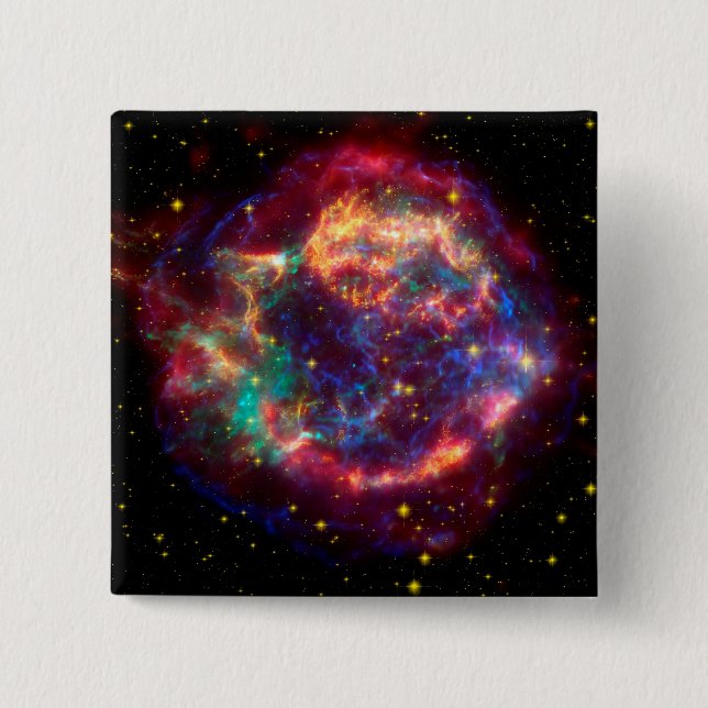 Cassiopeia a Spitzer 2 Inch Square Button (Front)