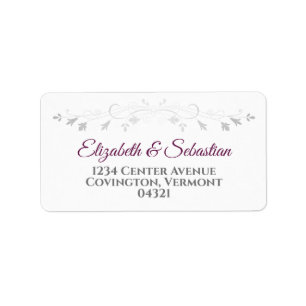 Cassis and Gray Elegant Wedding Address Label
