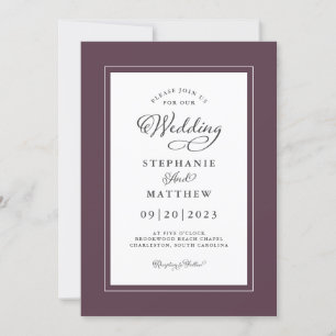 Cassis Wedding Elegant Script Chic Modern Frame Invitation