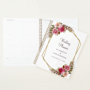 Cassis Wedding Floral Elegant Gold Frame Planner