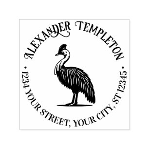 Cassowary Bird Australia Name Return Address Self-inking Stamp