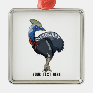 cassowary coloured woth text metal ornament