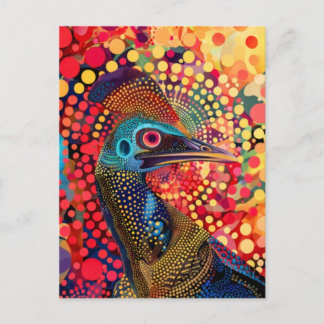 Cassowary in Aborigine Dot Art Style Postcard (Front)