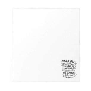 Cast All Your Anxiety – 1 Peter 5:7 Bible Verse Notepad