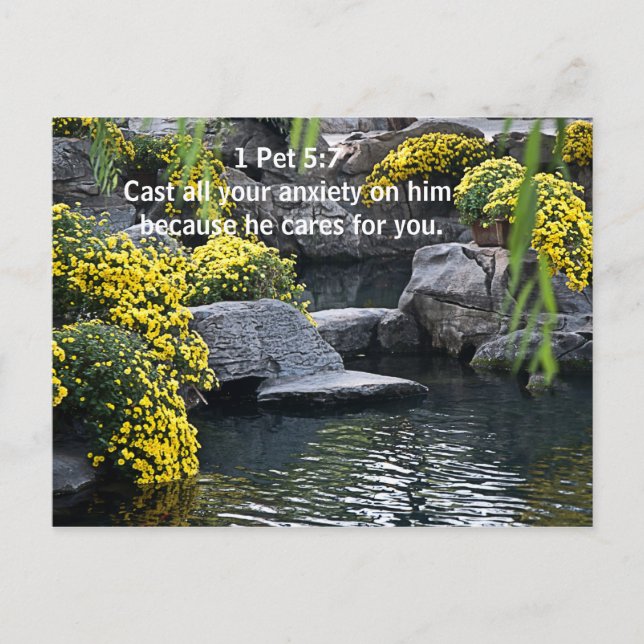 Cast all your anxiety on him on a postcard (Front)