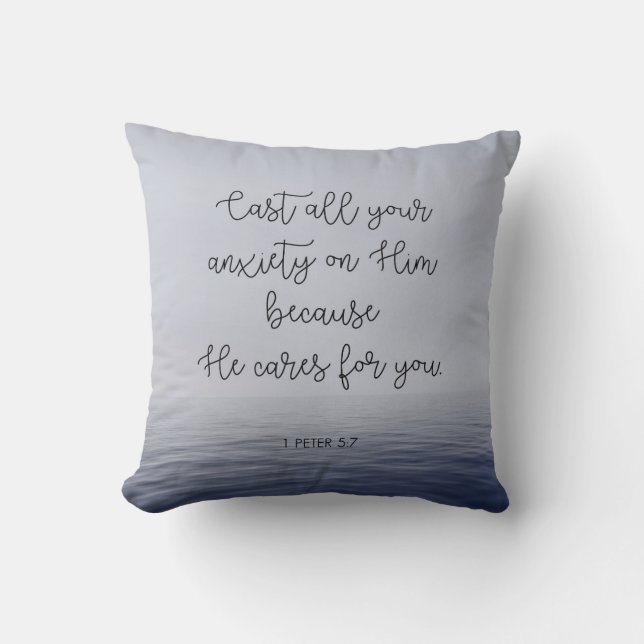 Cast All Your Anxiety on Him Throw Pillow (Front)