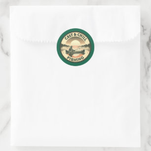 Cast and Chill Fishing, Fisherman Classic Round Sticker