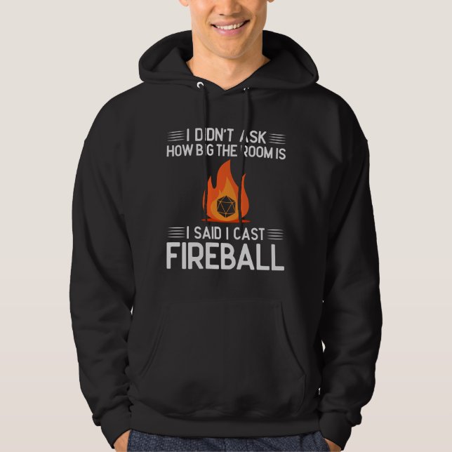 Cast Fireball Funny Gamer Geek Hoodie (Front)