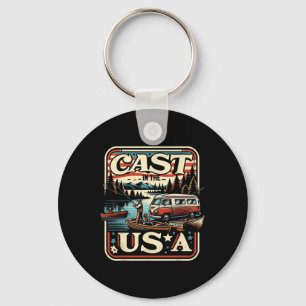 Cast In The Usa Vintage Fishing Adventure Keychain