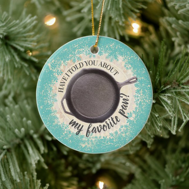 Cast iron frying pan skillet cooking Christmas Ceramic Ornament (Tree)