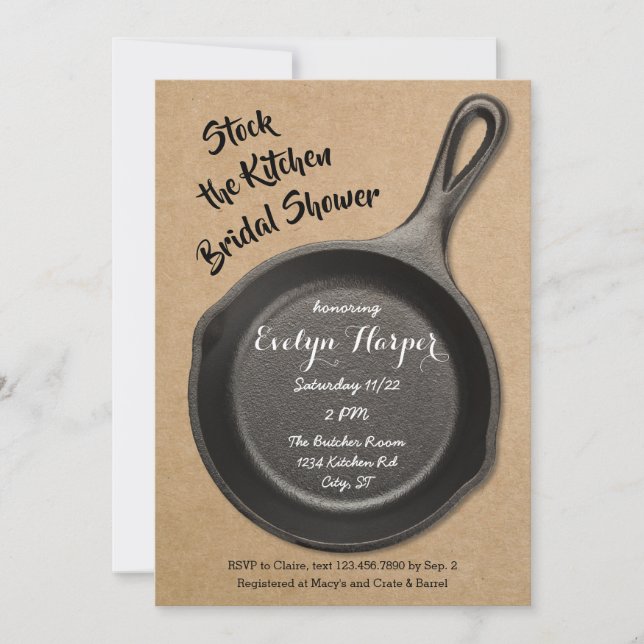 Cast Iron Stock the Kitchen Bridal Shower Invitation (Front)