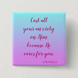 Cast your anxiety purple and blue ombre 2 inch square button
