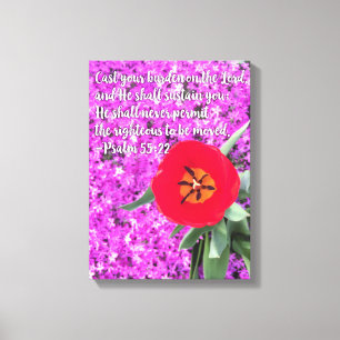 Cast Your Burden Bible Verse Art Flower Christian Canvas Print