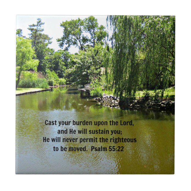 Cast your burden upon the Lord...Ps. 55:22 Tile (Front)