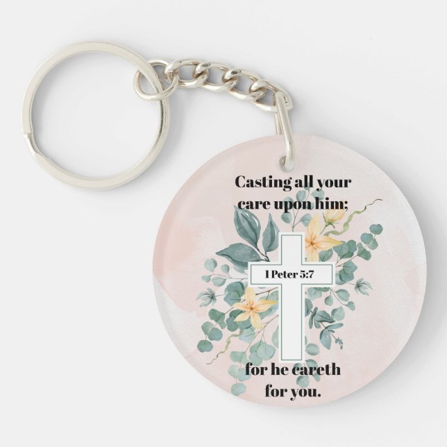 Cast Your Cares Acrylic Keychain (Front)