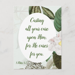 Cast your Cares, Anxiety, Worry Inspirational Postcard