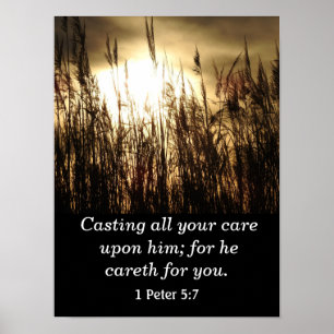 Cast your cares Upon Him -Scripture Art Print