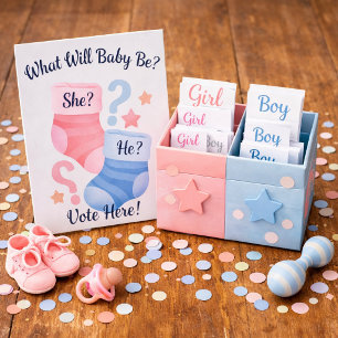 Cast Your Vote Gender Reveal Baby Booties Sign