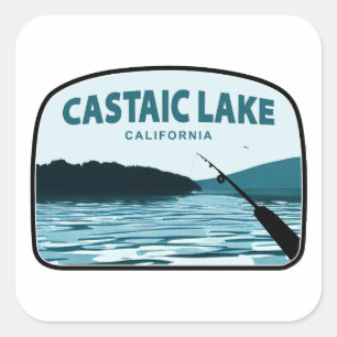 Castaic Lake California Fishing Rod Square Sticker
