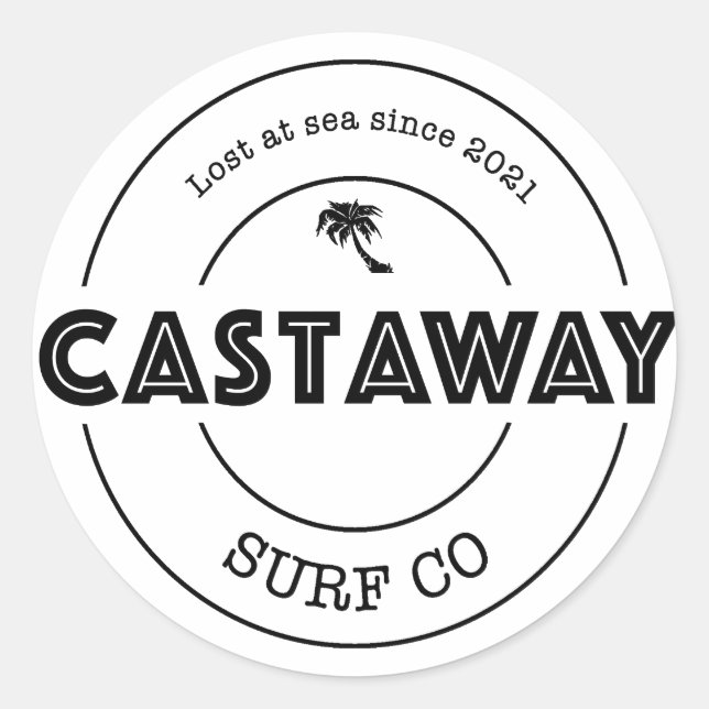 Castaway Surf Co. Original Logo Classic Round Sticker (Front)