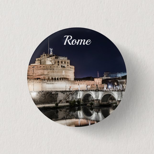 Castel Sant Angelo at night in Rome 1 Inch Round Button (Front)