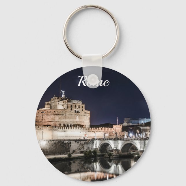 Castel Sant Angelo at night in Rome Keychain (Front)