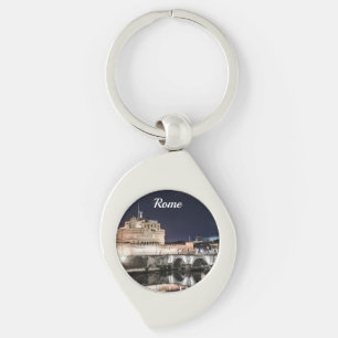 Castel Sant Angelo at night in Rome Keychain