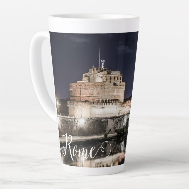 Castel Sant Angelo at night in Rome Latte Mug (Left Angle)
